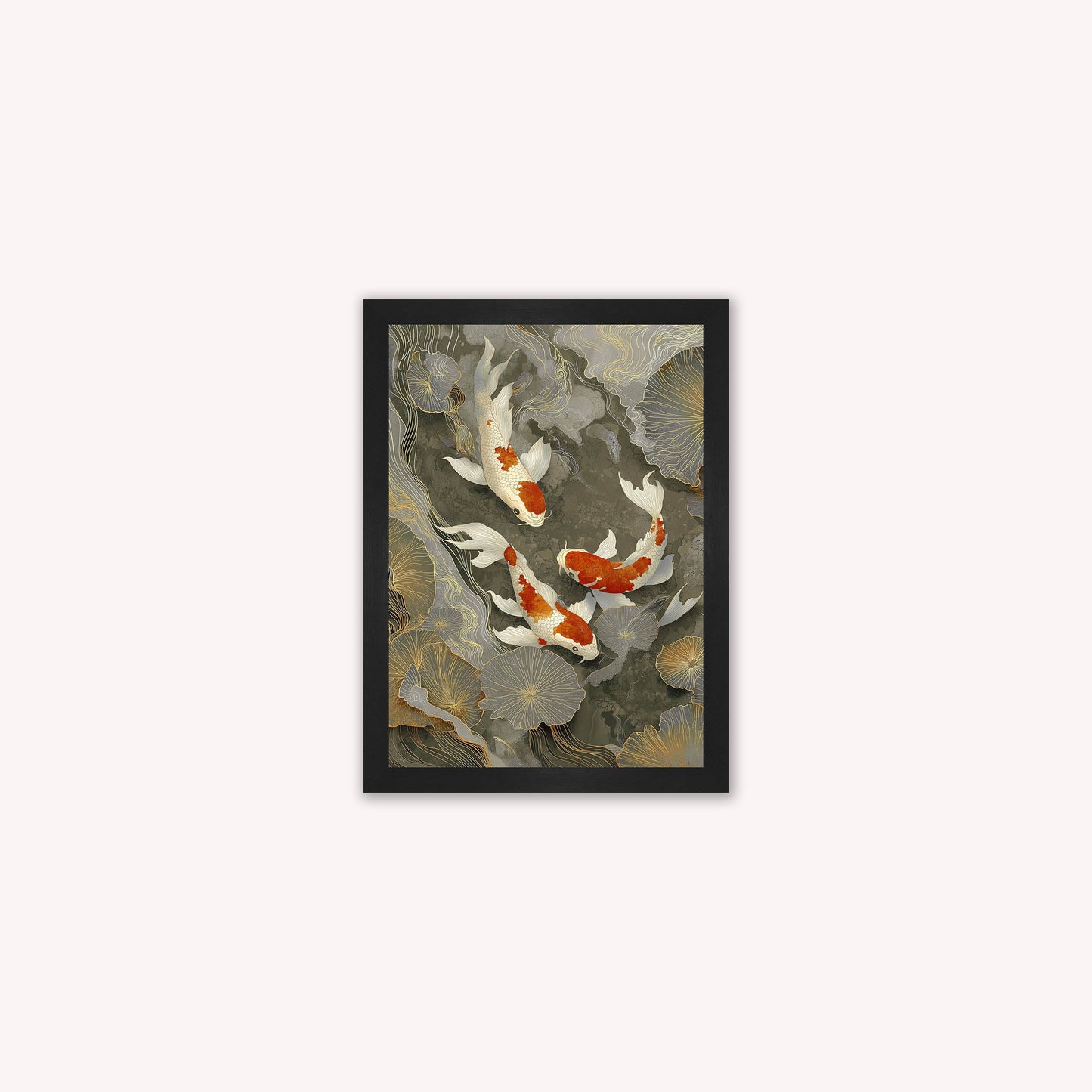 Neutral River Koi 1 Framed Wall Art