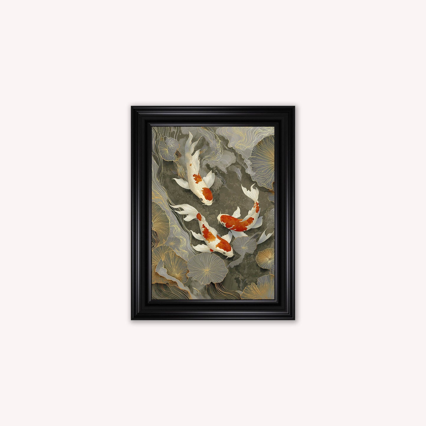 Neutral River Koi 1 Framed Wall Art
