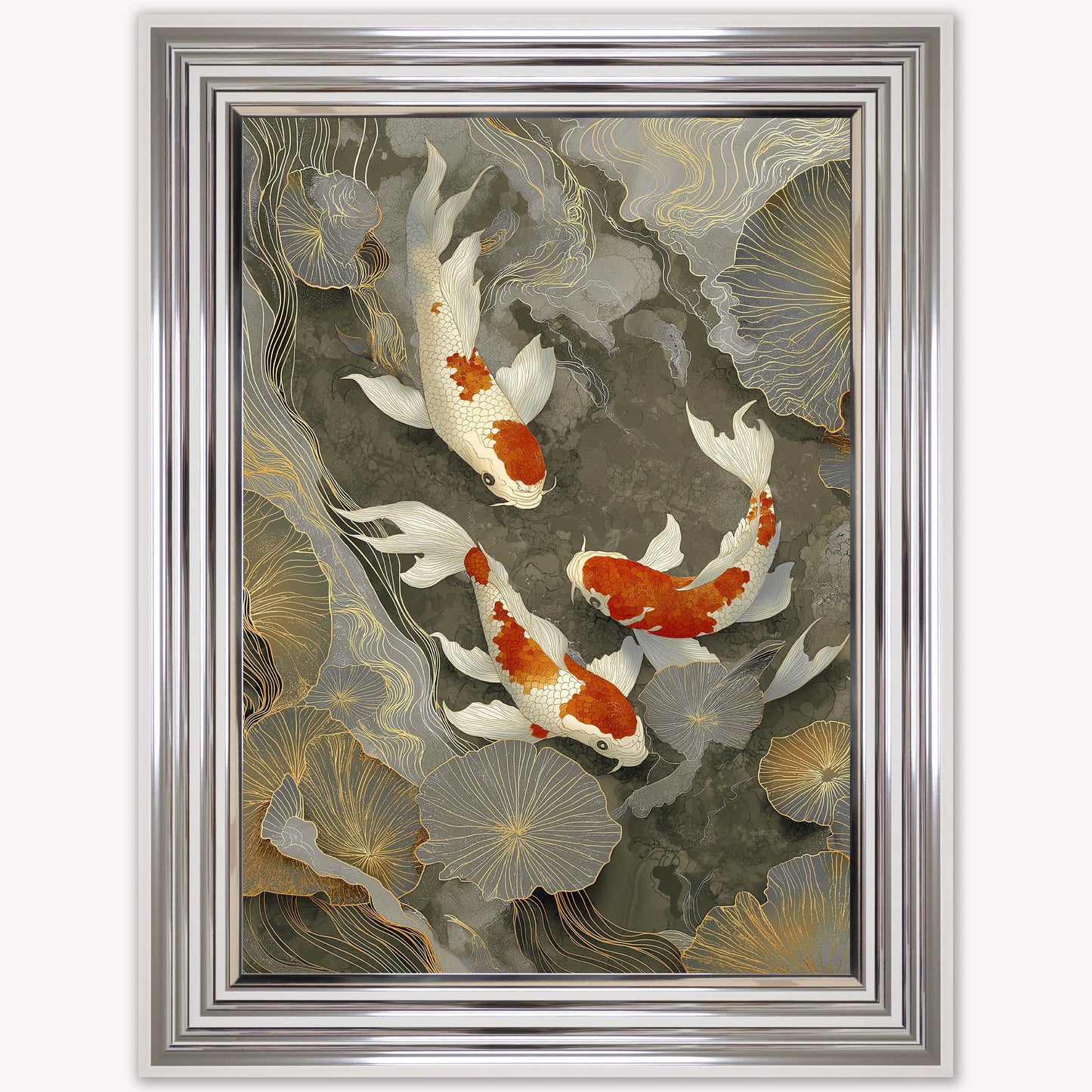 Neutral River Koi 1 Framed Wall Art