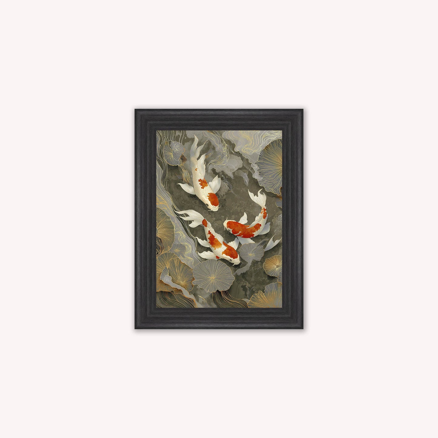 Neutral River Koi 1 Framed Wall Art