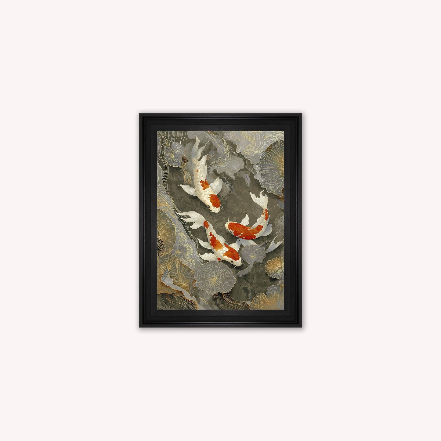 Neutral River Koi 1 Framed Wall Art