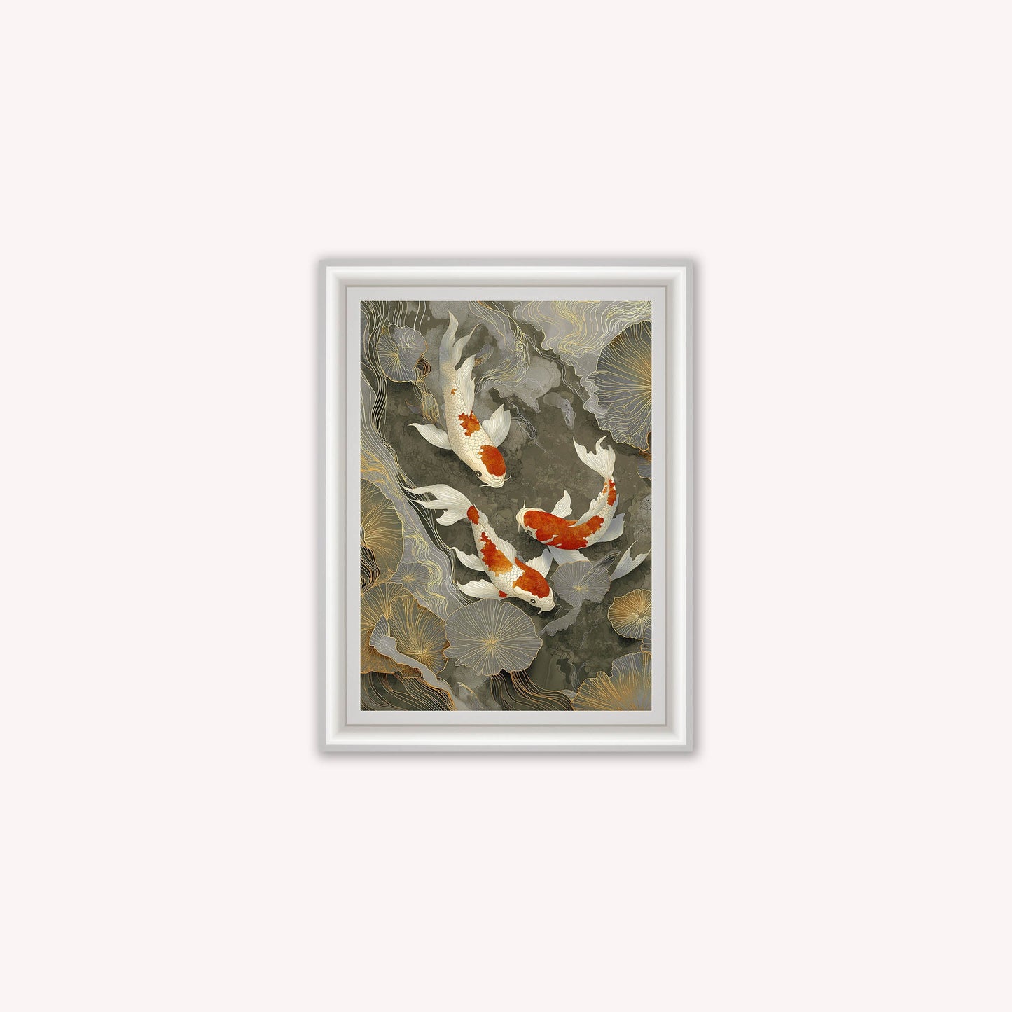 Neutral River Koi 1 Framed Wall Art
