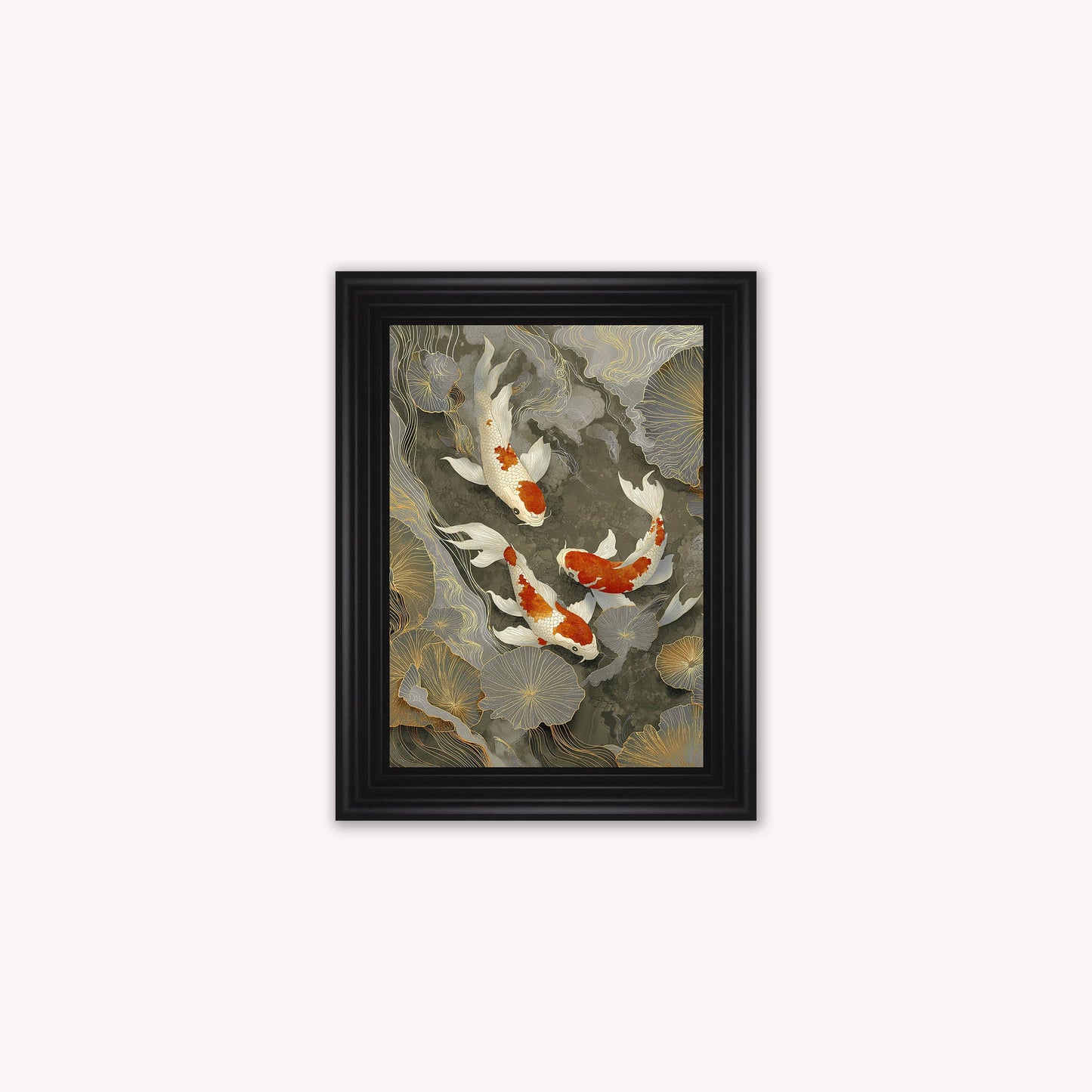 Neutral River Koi 1 Framed Wall Art