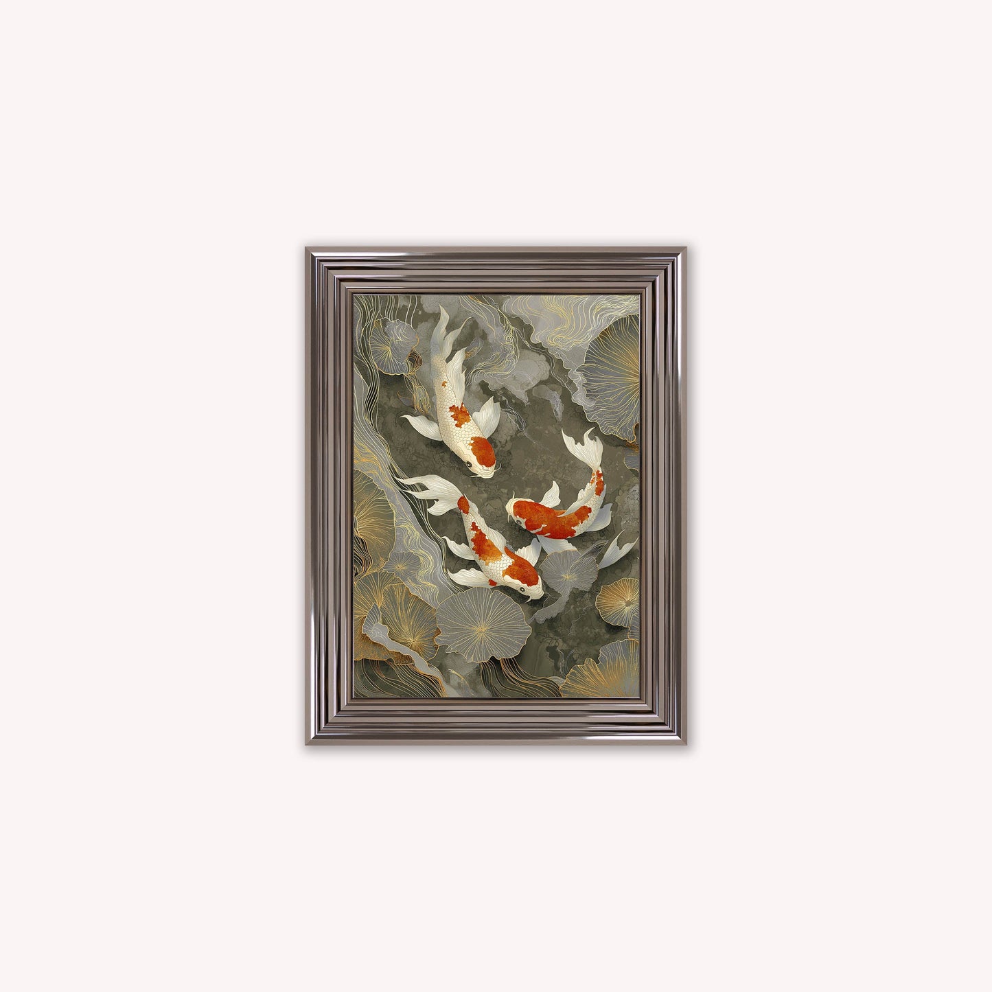 Neutral River Koi 1 Framed Wall Art