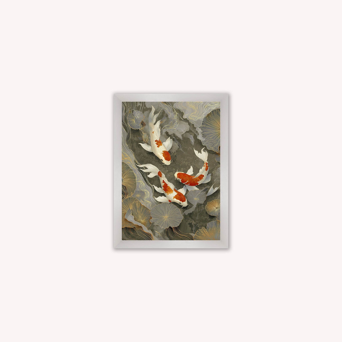 Neutral River Koi 1 Framed Wall Art