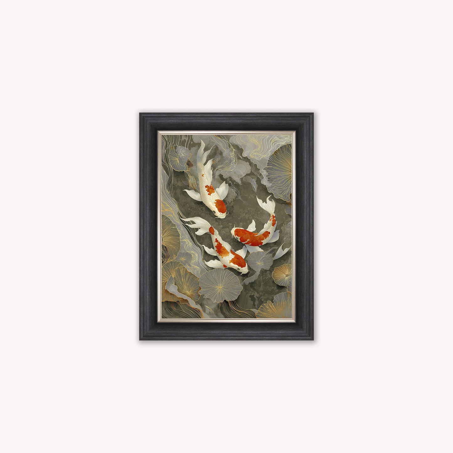 Neutral River Koi 1 Framed Wall Art
