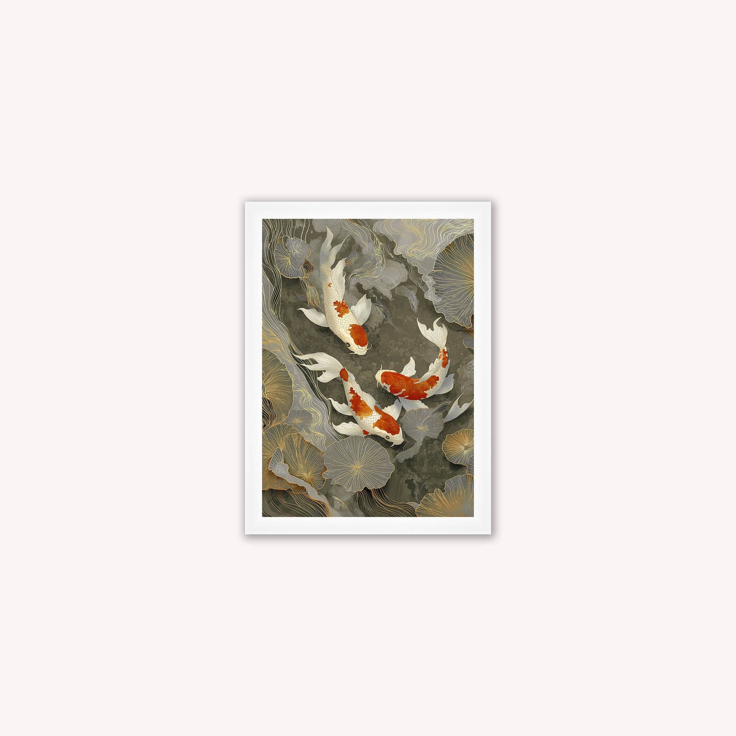 Neutral River Koi 1 Framed Wall Art