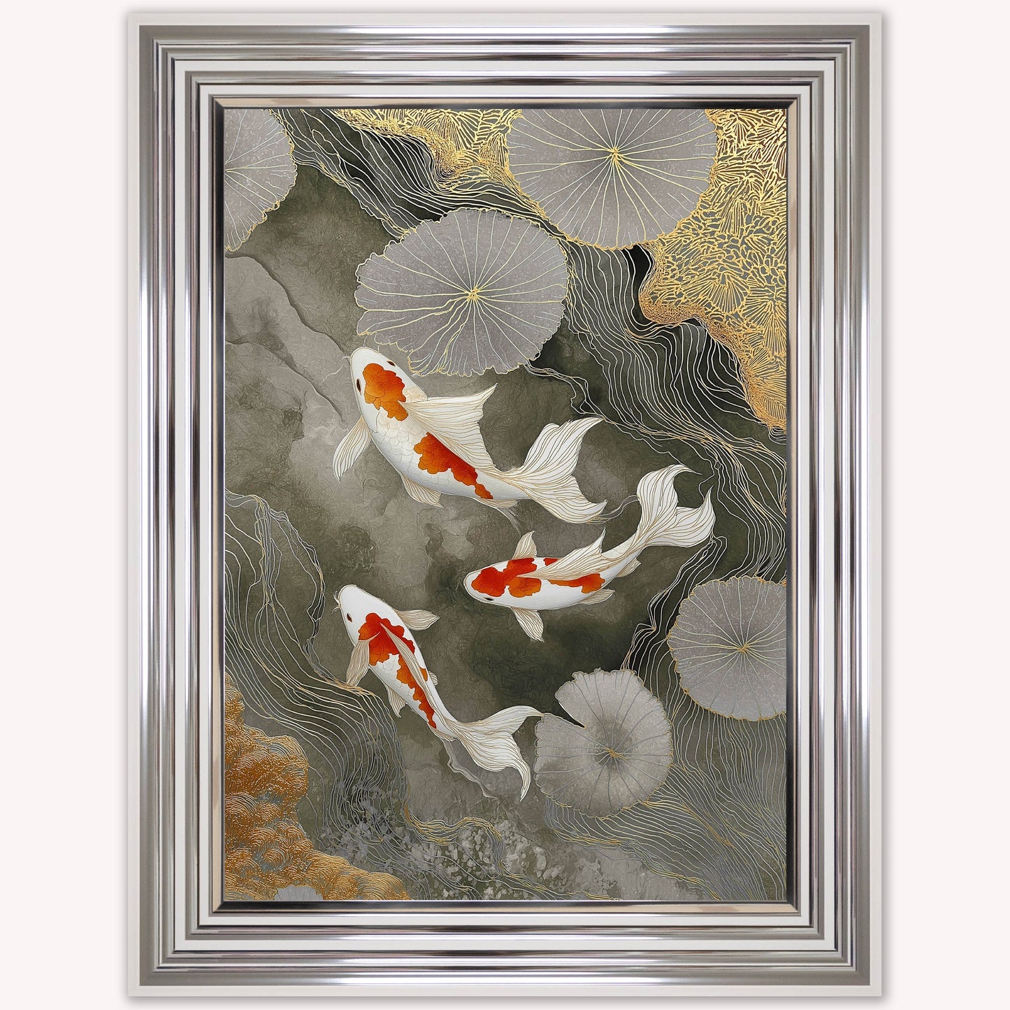 Neutral River Koi 2 Framed Wall Art