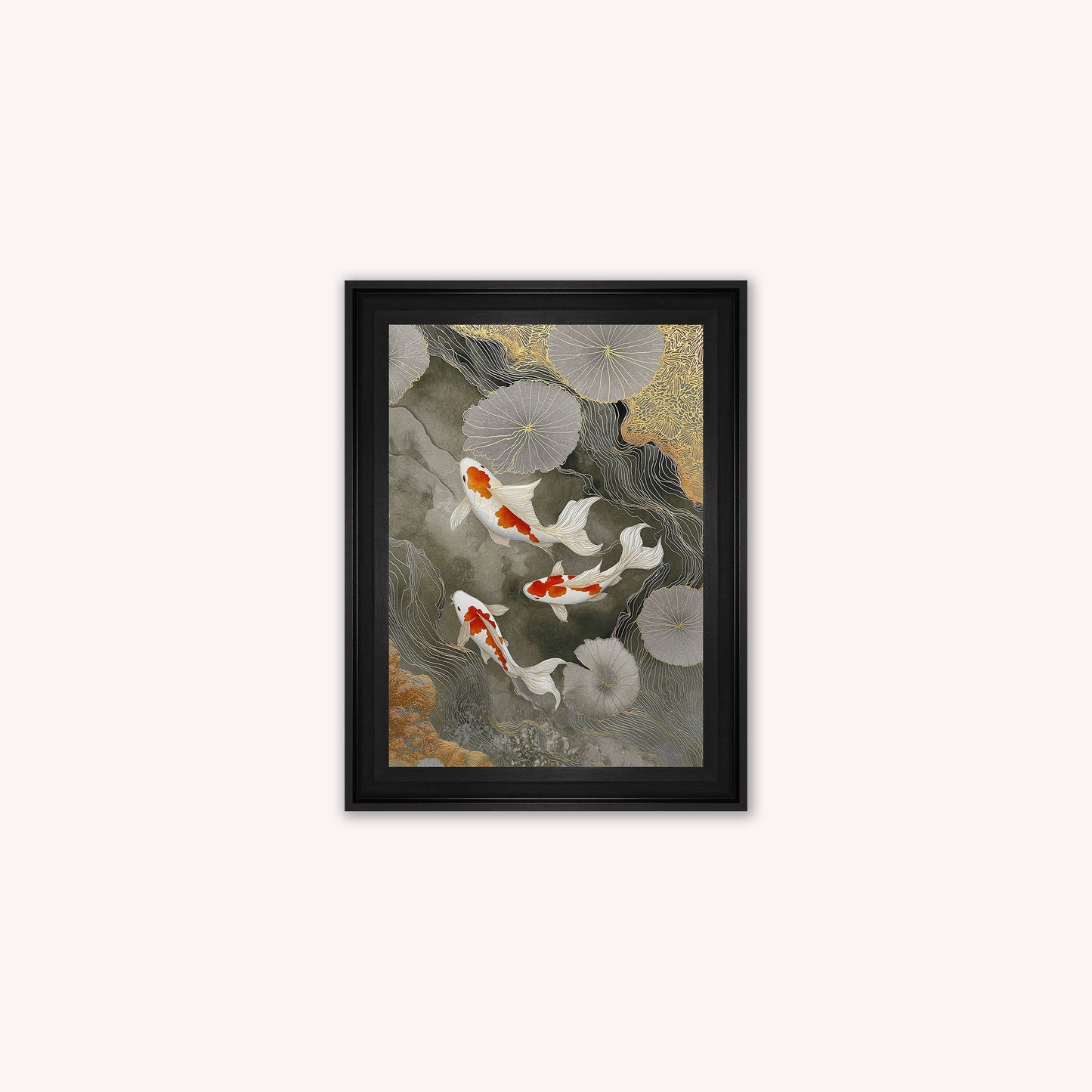 Neutral River Koi 2 Framed Wall Art