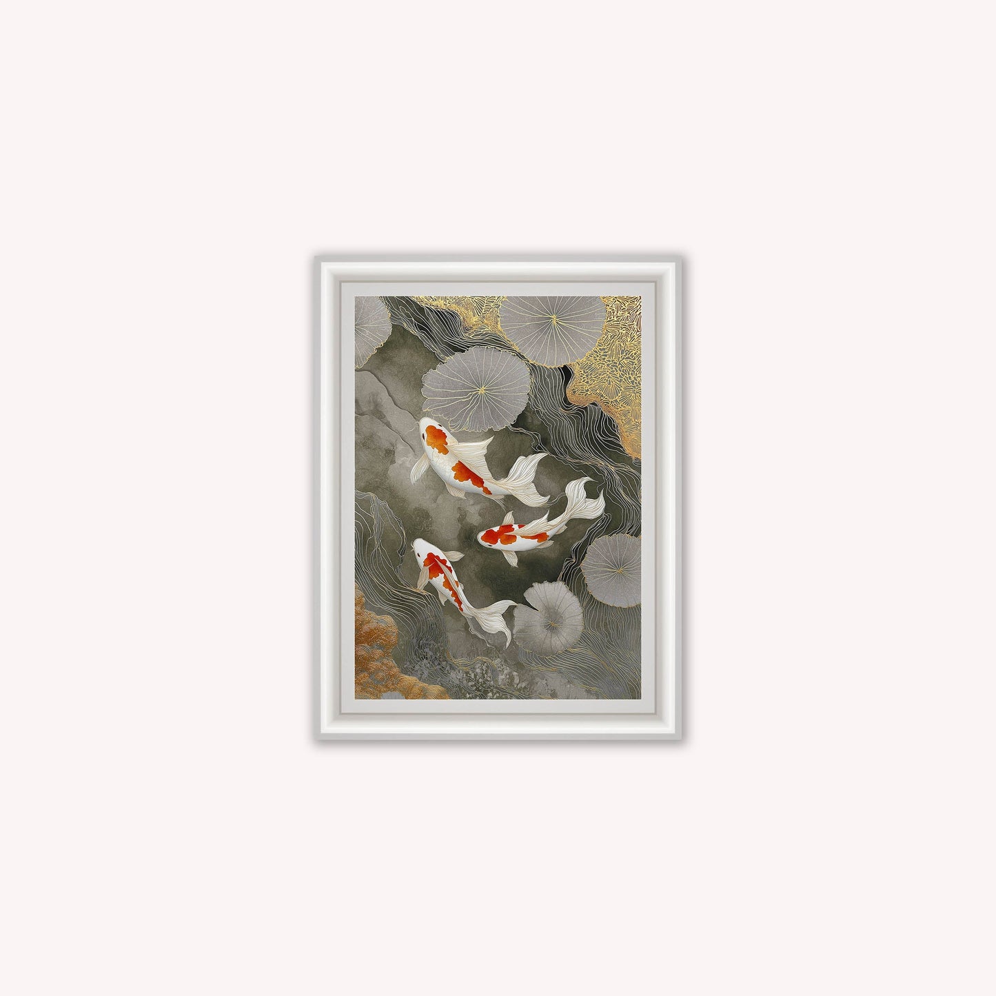 Neutral River Koi 2 Framed Wall Art