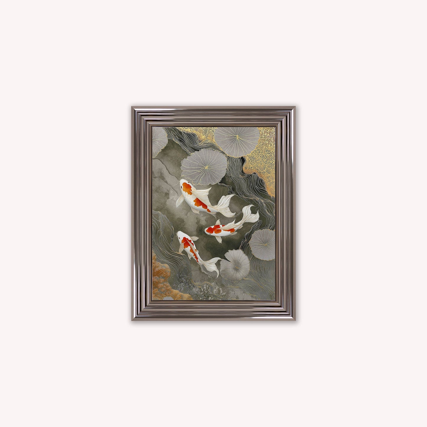 Neutral River Koi 2 Framed Wall Art