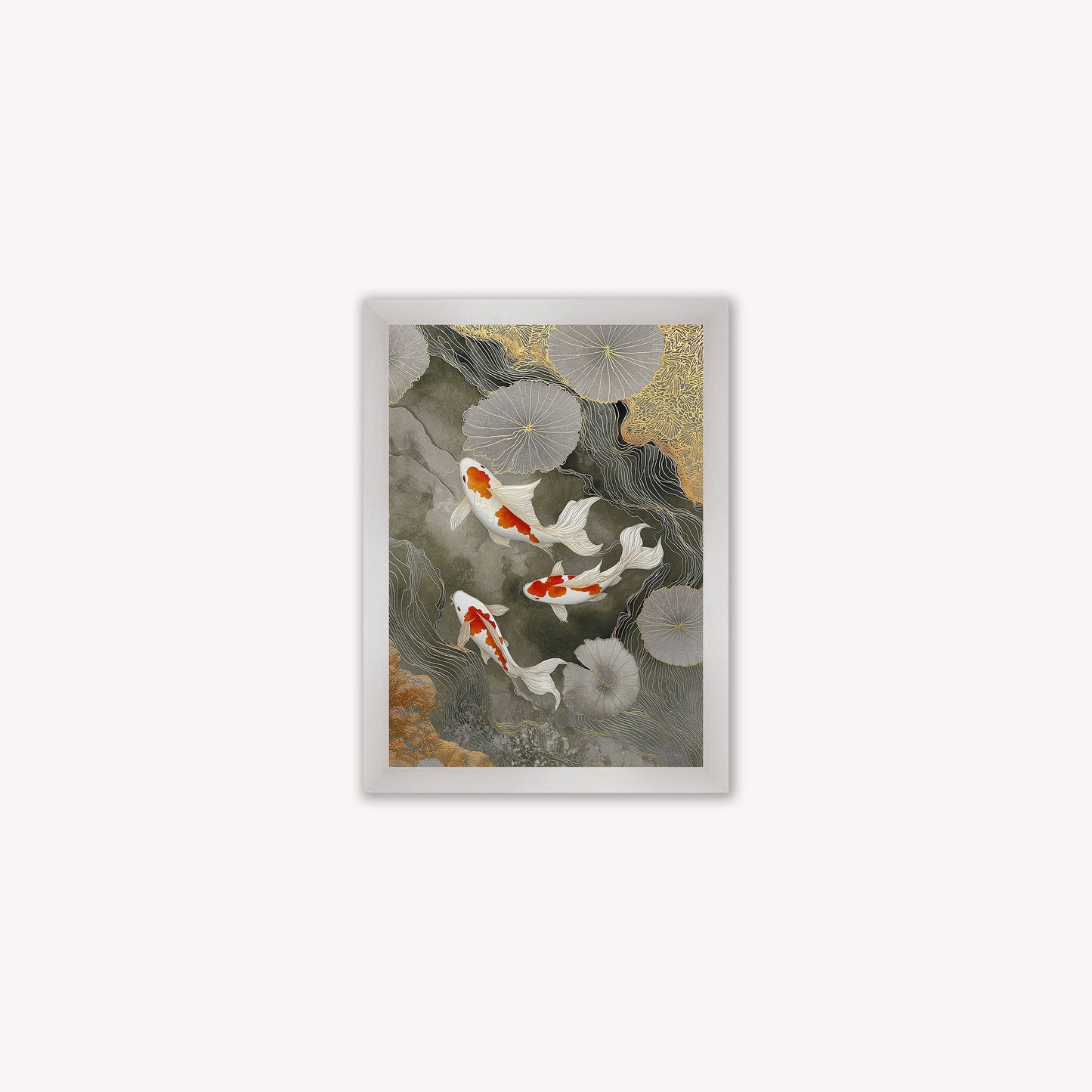 Neutral River Koi 2 Framed Wall Art