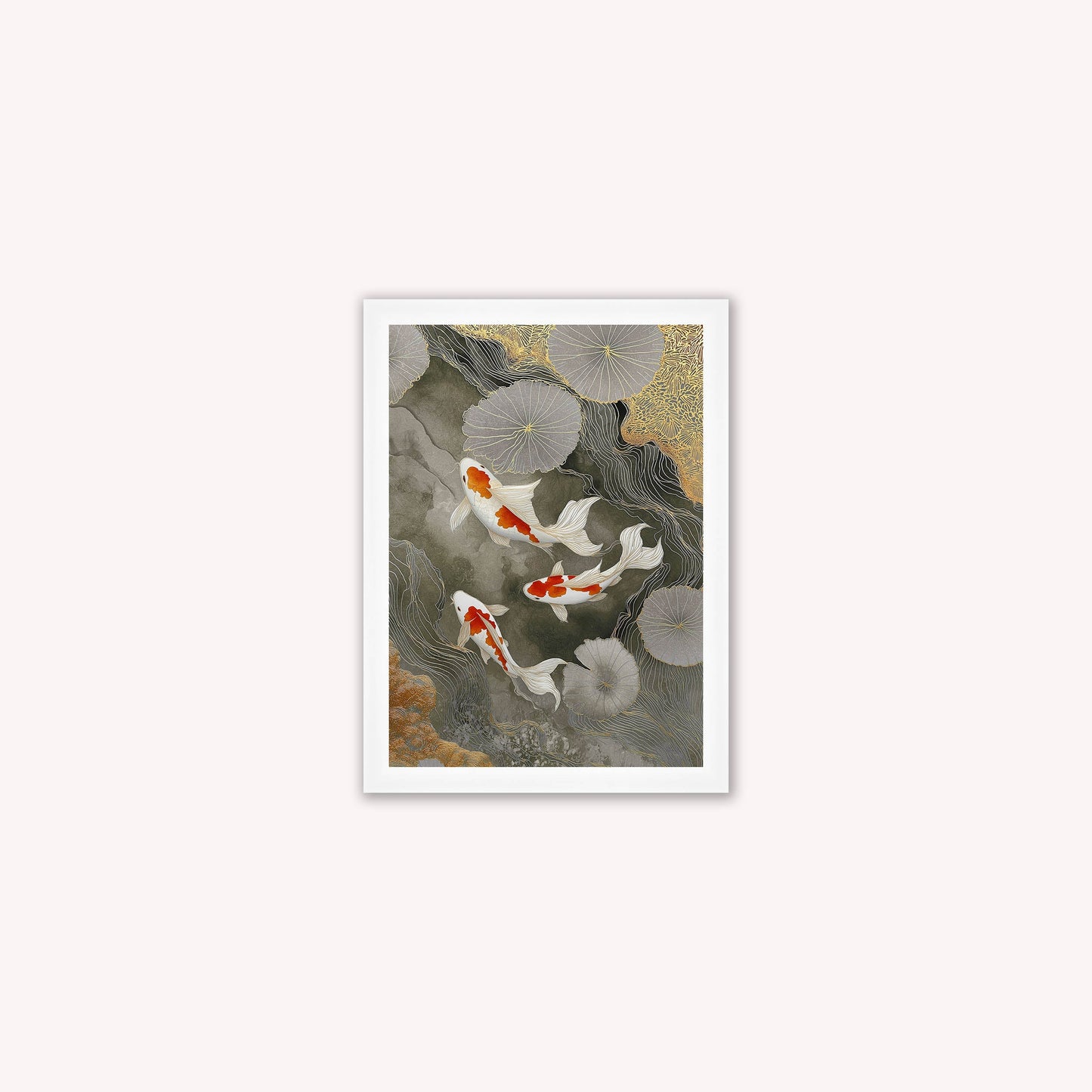 Neutral River Koi 2 Framed Wall Art