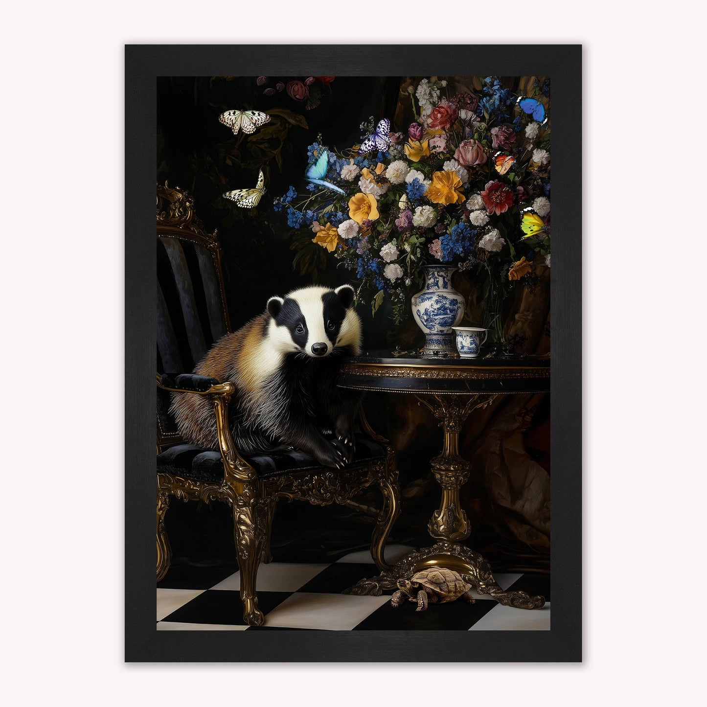 Curiosity Badger at the Stately Home Framed Wall Art