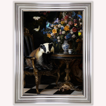 Curiosity Badger at the Stately Home Framed Wall Art