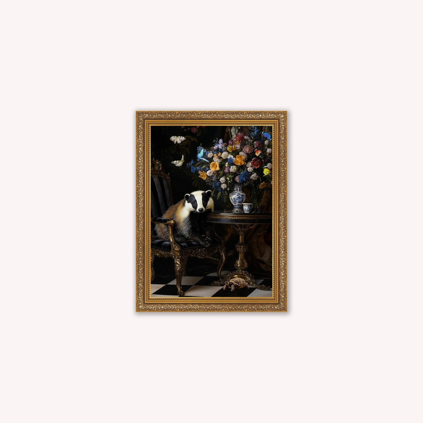 Curiosity Badger at the Stately Home Framed Wall Art