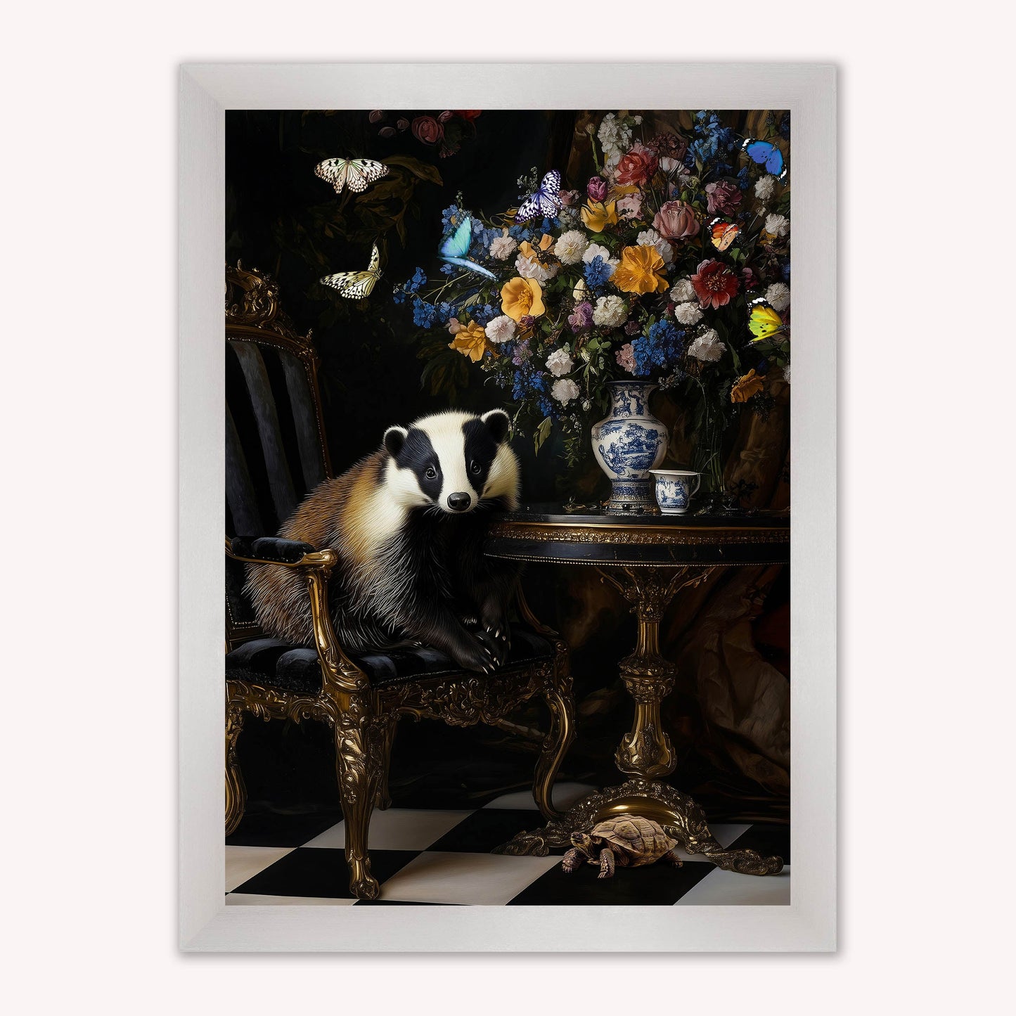 Curiosity Badger at the Stately Home Framed Wall Art