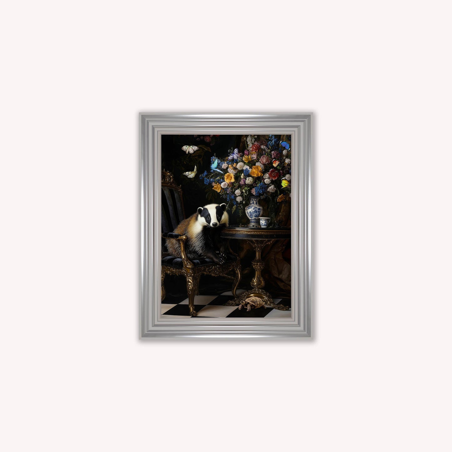 Curiosity Badger at the Stately Home Framed Wall Art