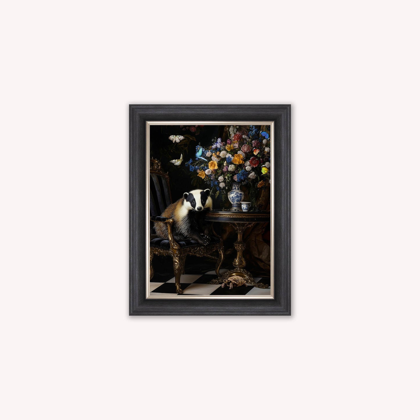 Curiosity Badger at the Stately Home Framed Wall Art