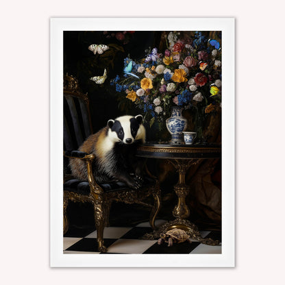 Curiosity Badger at the Stately Home Framed Wall Art