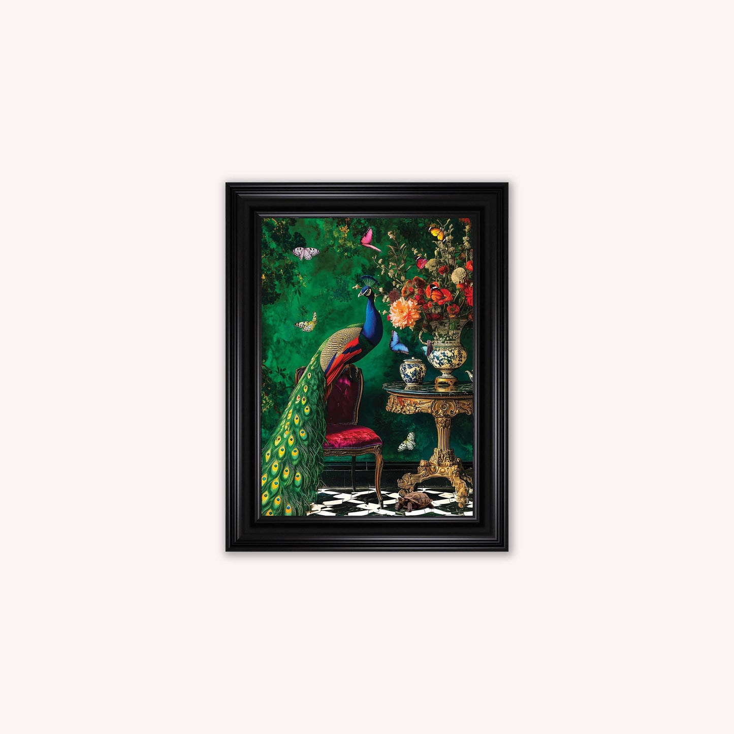Curiosity Peacock at the Stately Home Framed Wall Art