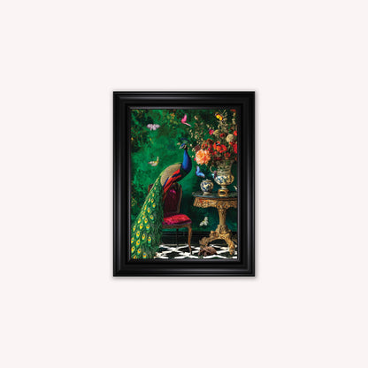 Curiosity Peacock at the Stately Home Framed Wall Art