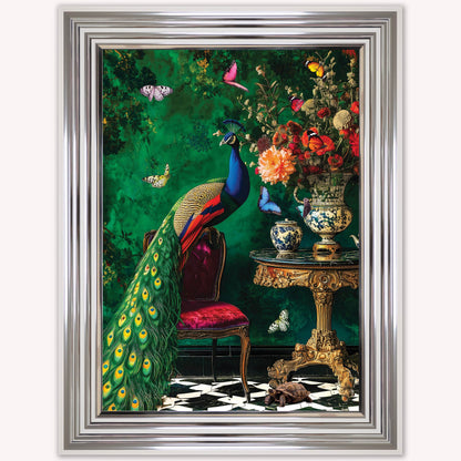 Curiosity Peacock at the Stately Home Framed Wall Art