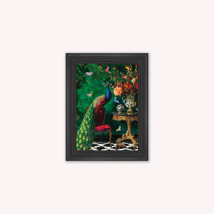 Curiosity Peacock at the Stately Home Framed Wall Art