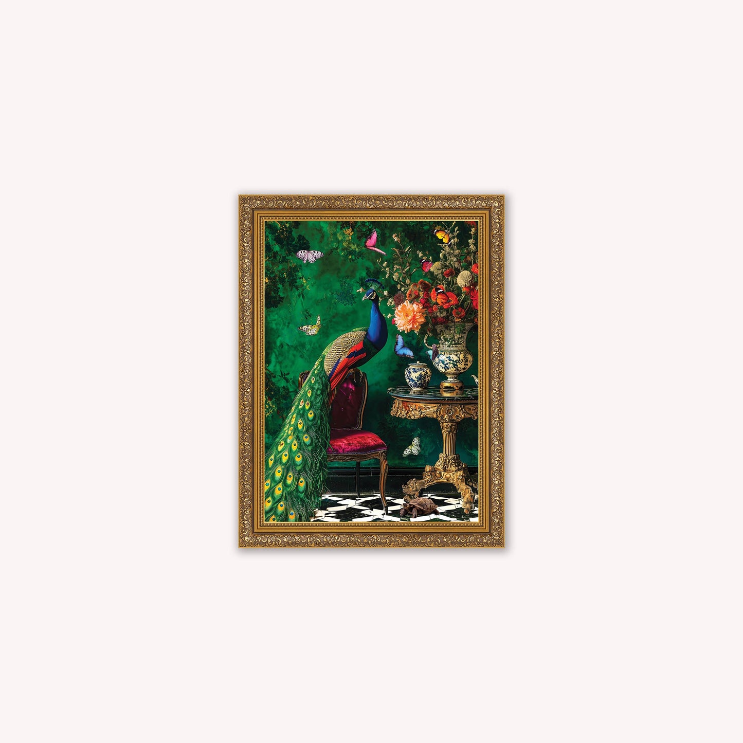 Curiosity Peacock at the Stately Home Framed Wall Art