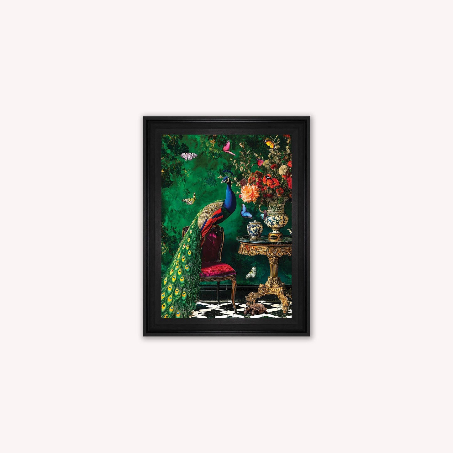 Curiosity Peacock at the Stately Home Framed Wall Art