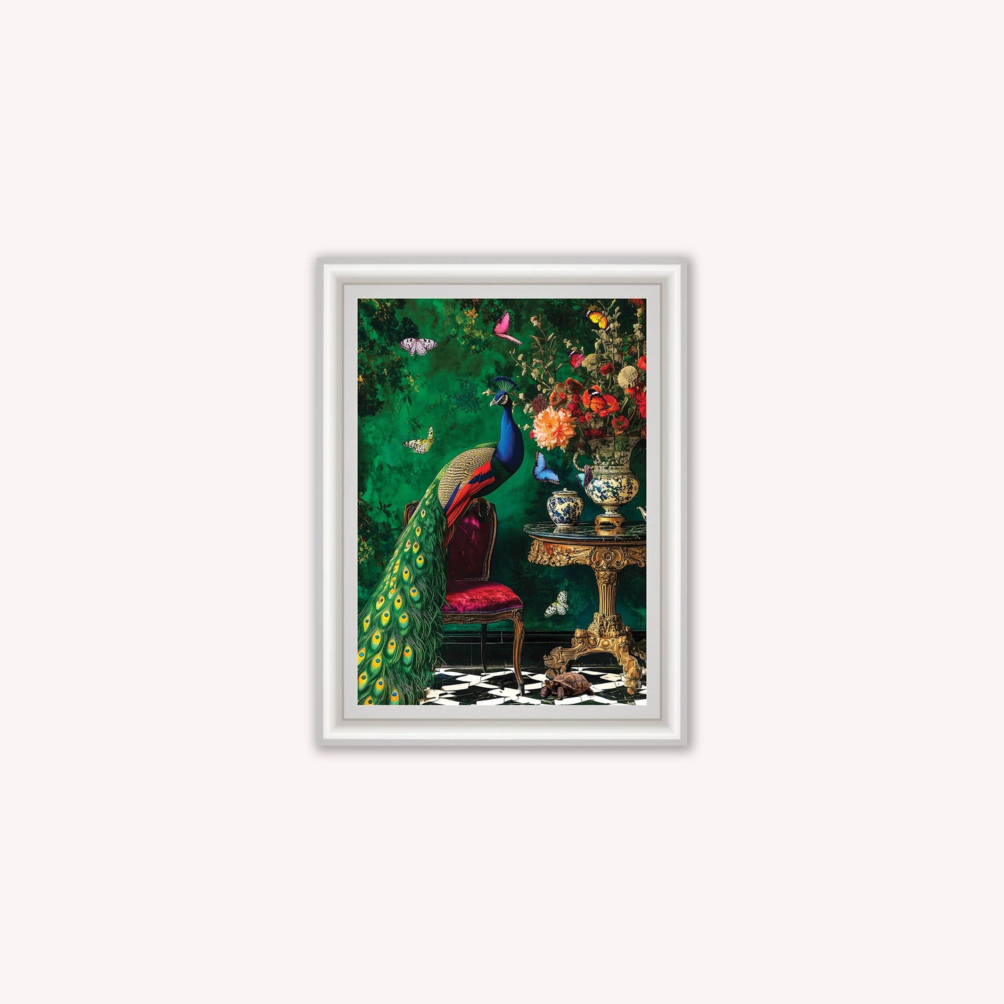 Curiosity Peacock at the Stately Home Framed Wall Art