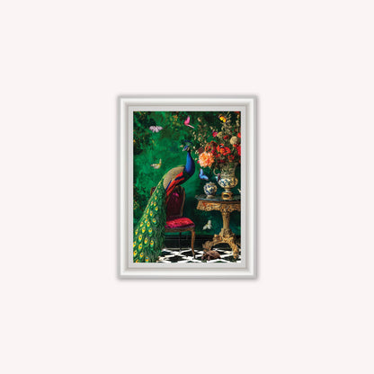 Curiosity Peacock at the Stately Home Framed Wall Art