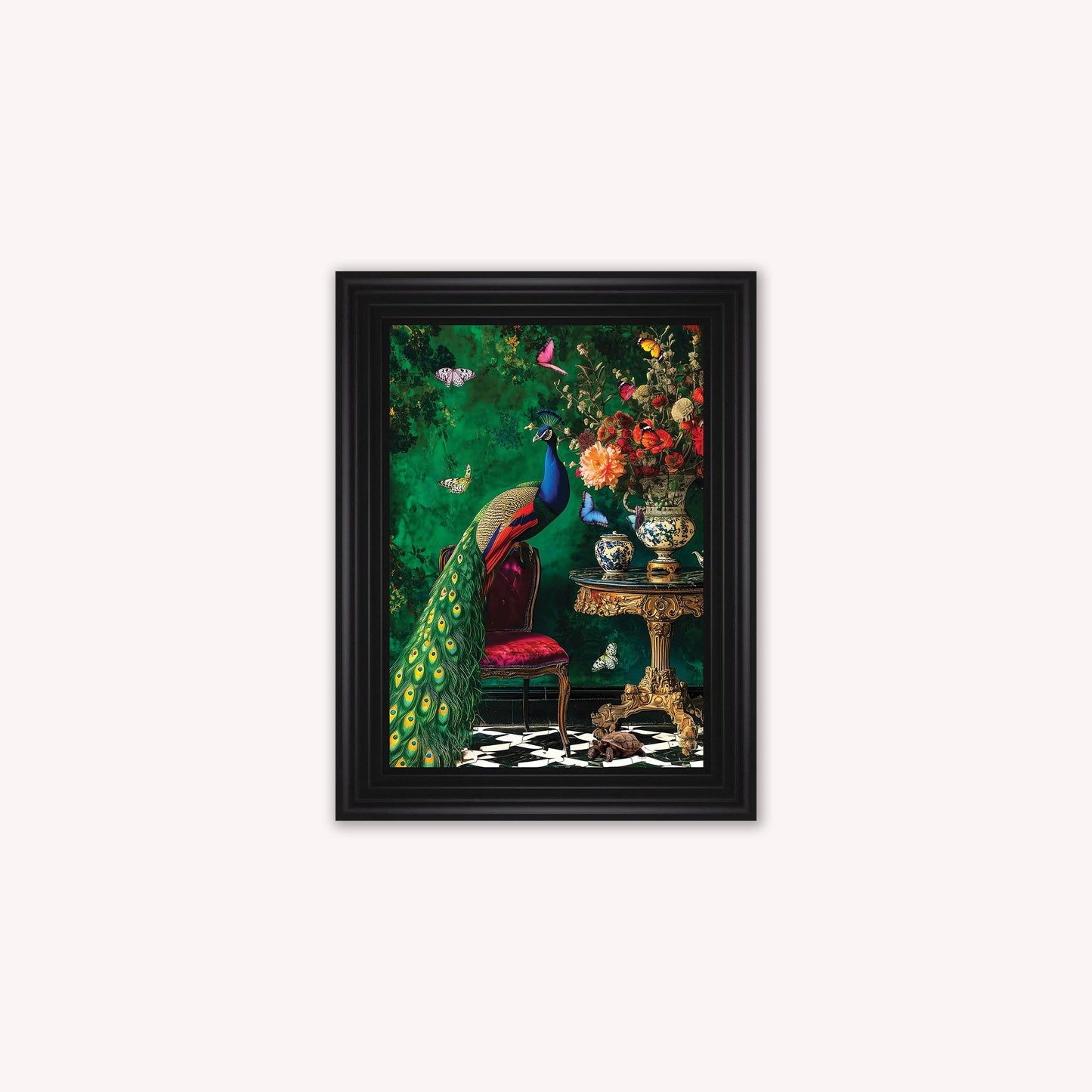 Curiosity Peacock at the Stately Home Framed Wall Art