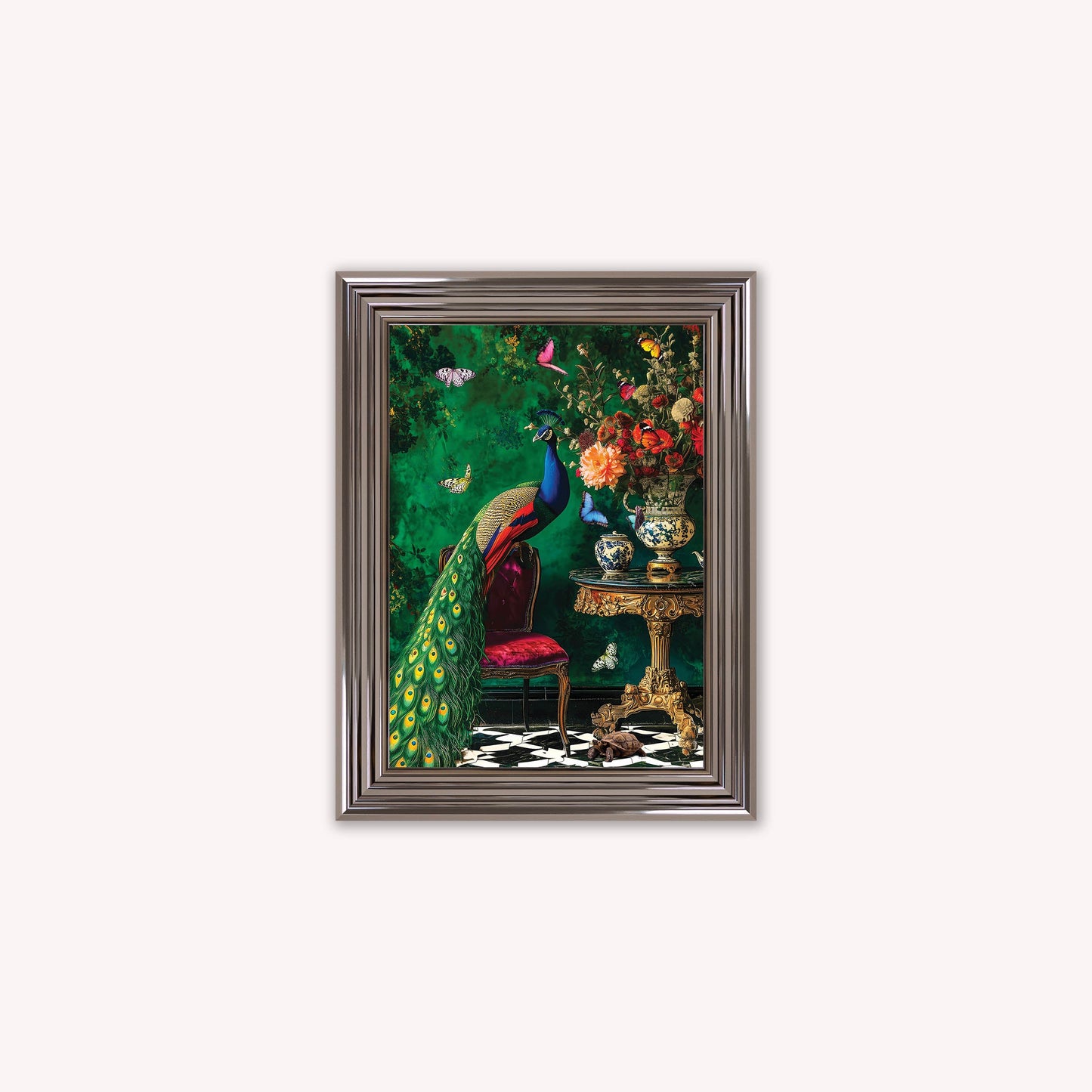 Curiosity Peacock at the Stately Home Framed Wall Art