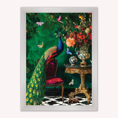 Curiosity Peacock at the Stately Home Framed Wall Art