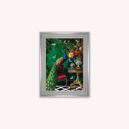Curiosity Peacock at the Stately Home Framed Wall Art