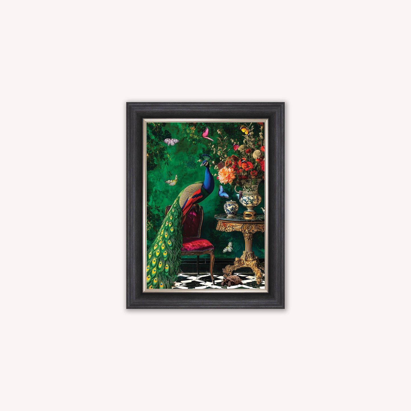Curiosity Peacock at the Stately Home Framed Wall Art
