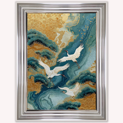 Teal River Crane 1 Framed Wall Art