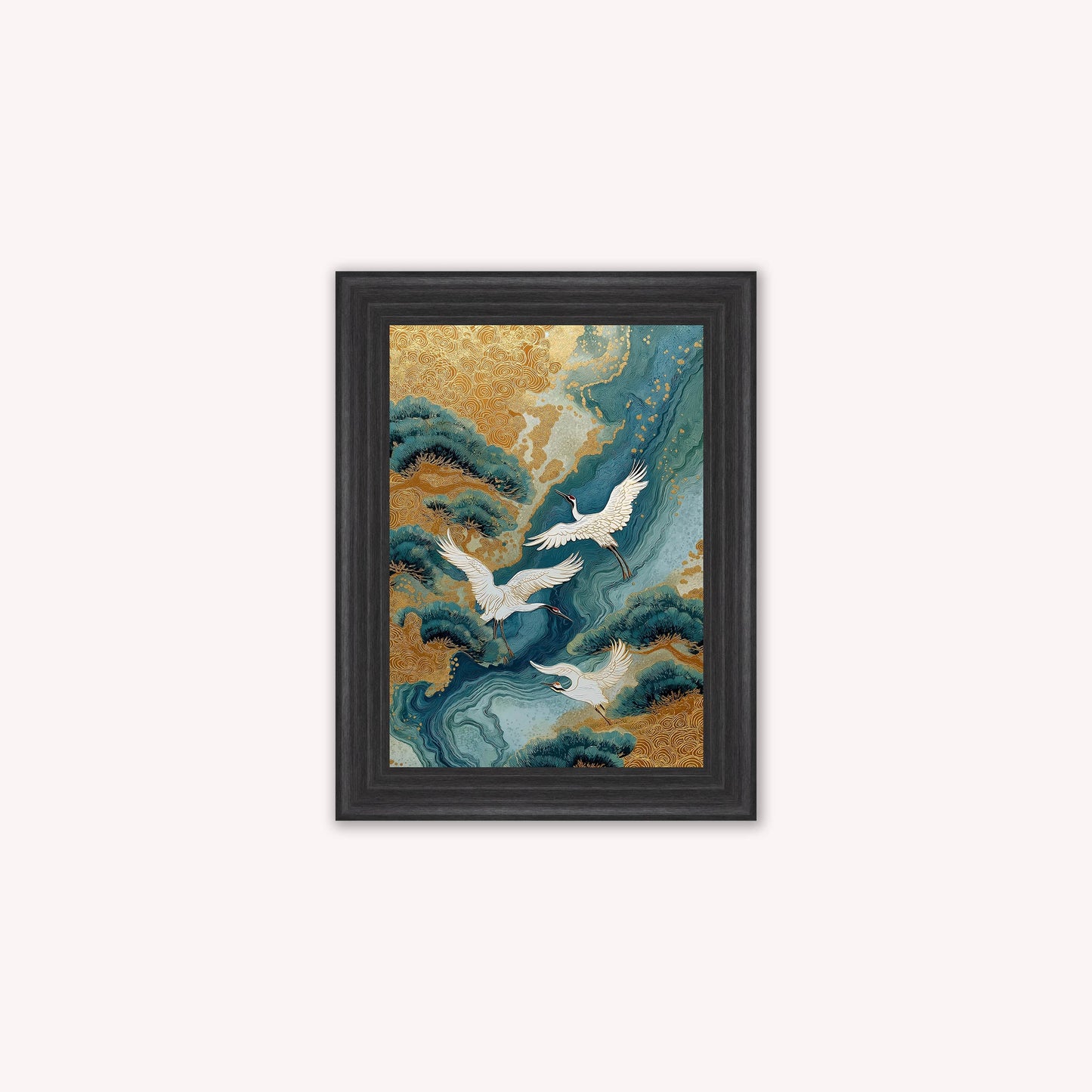 Teal River Crane 1 Framed Wall Art