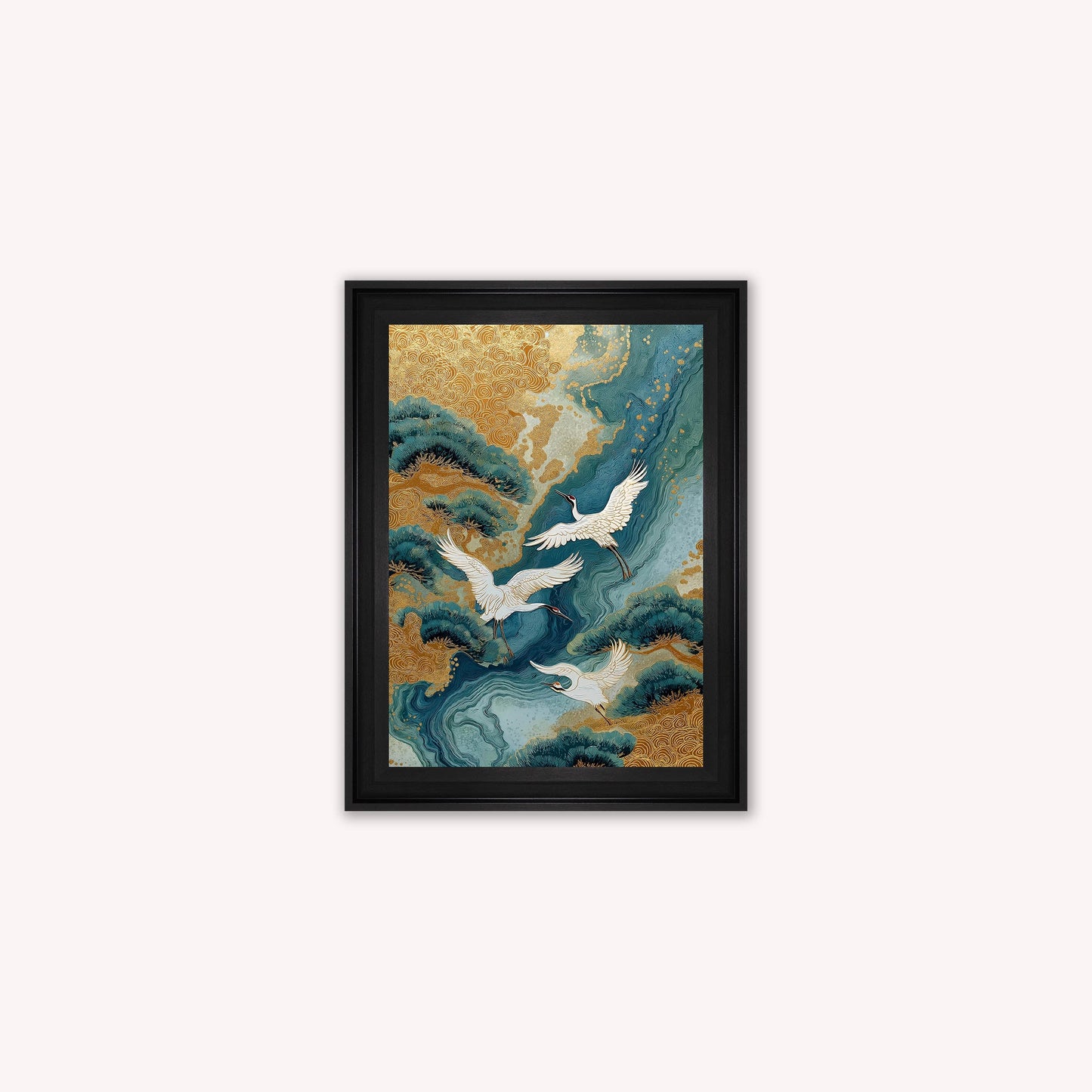 Teal River Crane 1 Framed Wall Art