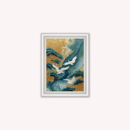 Teal River Crane 1 Framed Wall Art