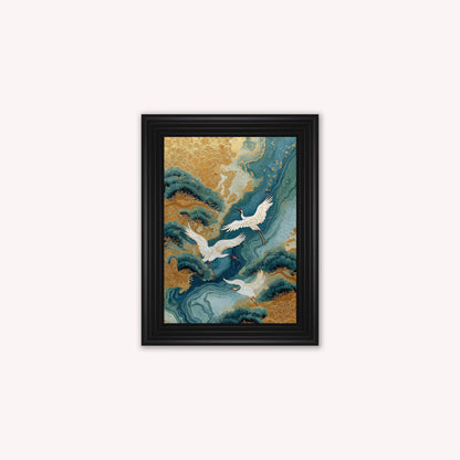 Teal River Crane 1 Framed Wall Art