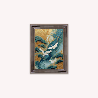 Teal River Crane 1 Framed Wall Art
