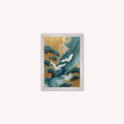 Teal River Crane 1 Framed Wall Art