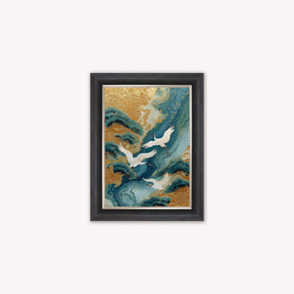 Teal River Crane 1 Framed Wall Art