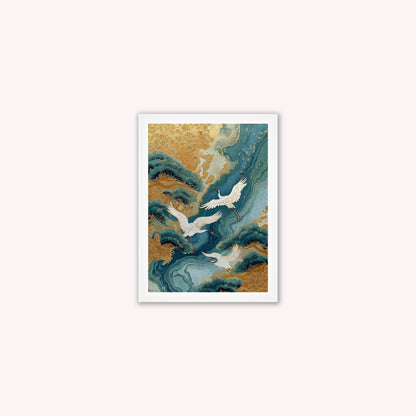 Teal River Crane 1 Framed Wall Art