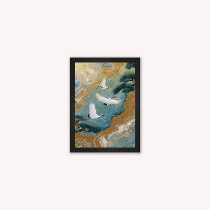 Teal River Crane 2 Framed Wall Art