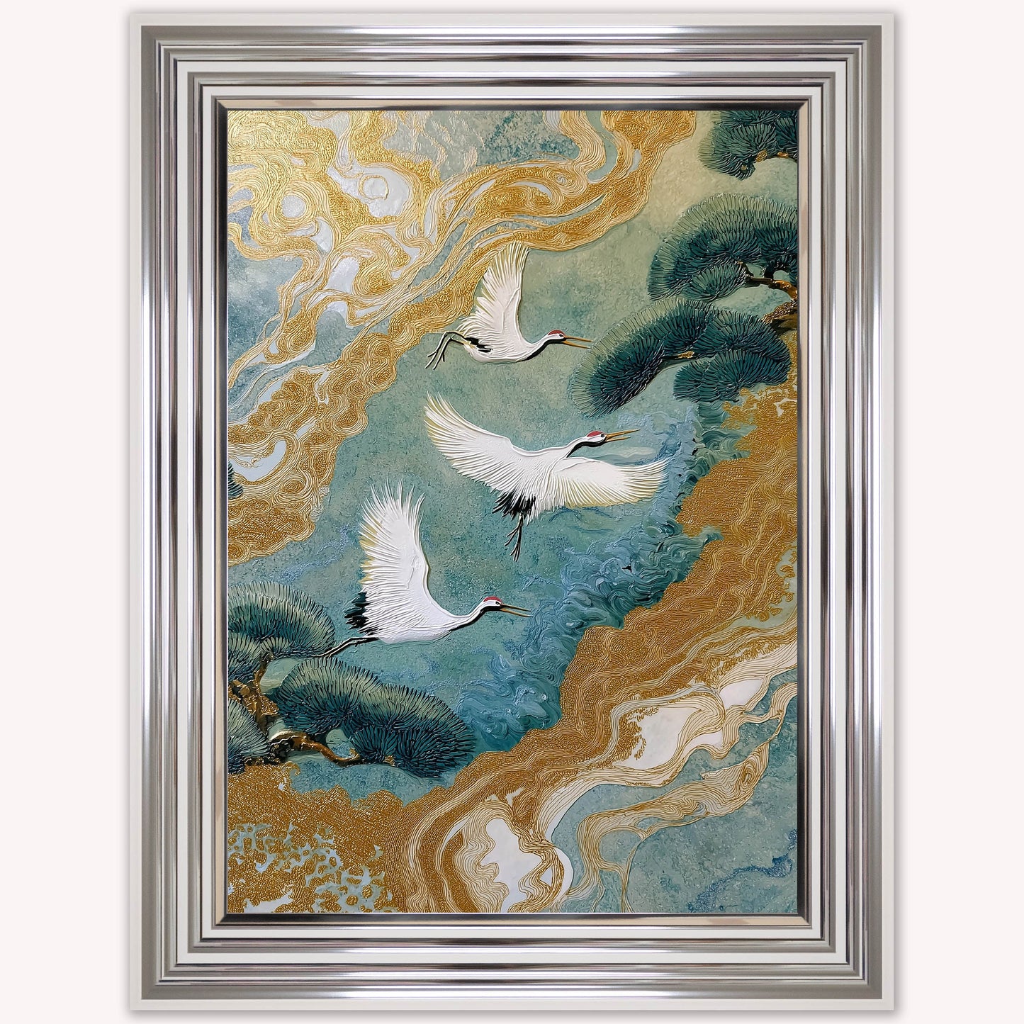 Teal River Crane 2 Framed Wall Art