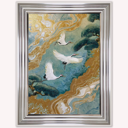 Teal River Crane 2 Framed Wall Art