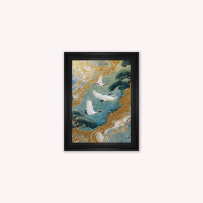 Teal River Crane 2 Framed Wall Art